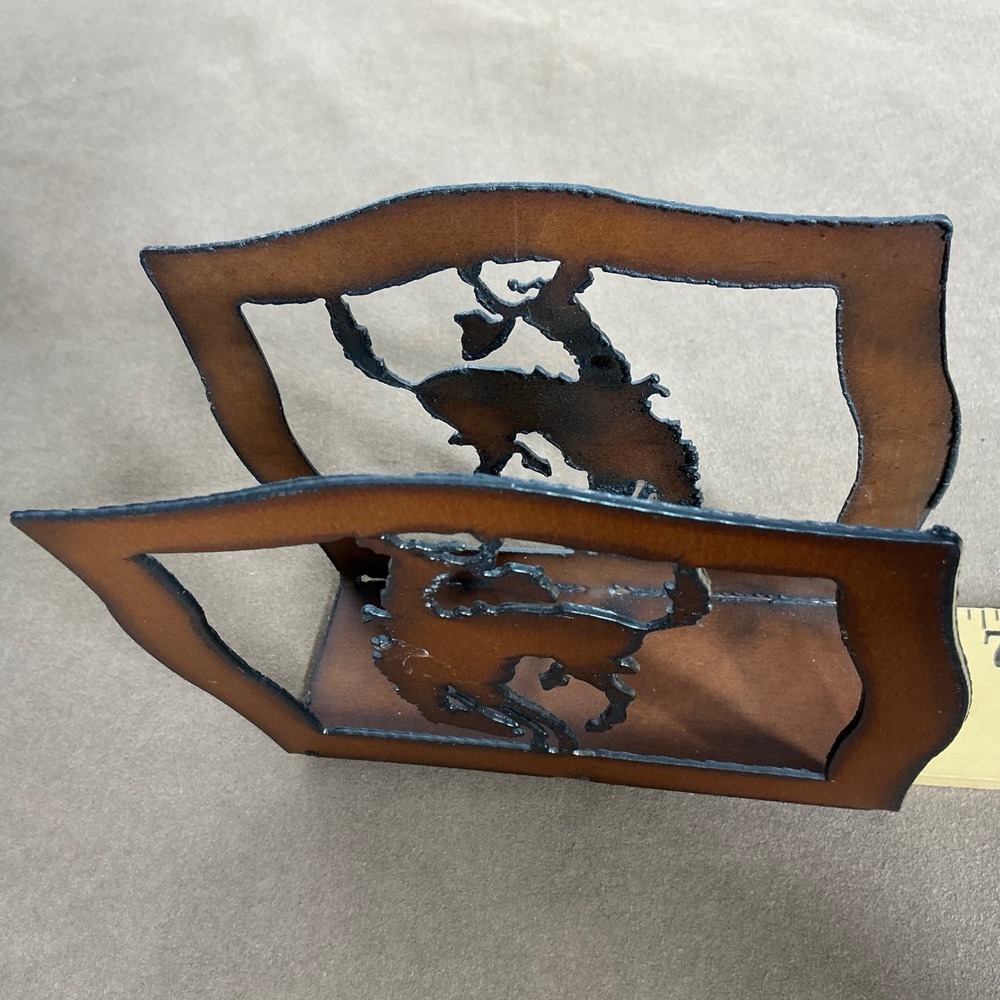 Rustic Metal Western‎ Bronc Rider Napkin Holder Table Decor - Picture 6 of 8